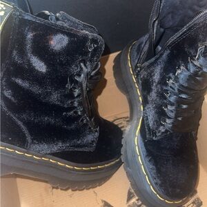 Dr. Martens Black Velvet Boots